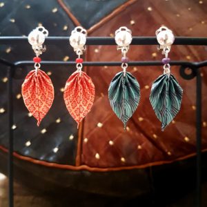 Boucles d'oreilles feuilles à clips